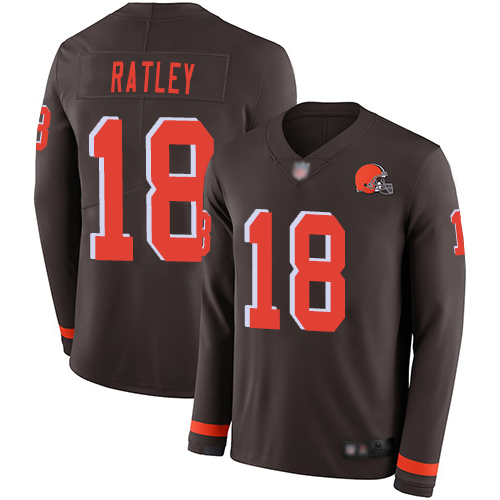 Cleveland Browns Damion Ratley Men Brown Limited Jersey 18 NFL Football Therma Long Sleeve